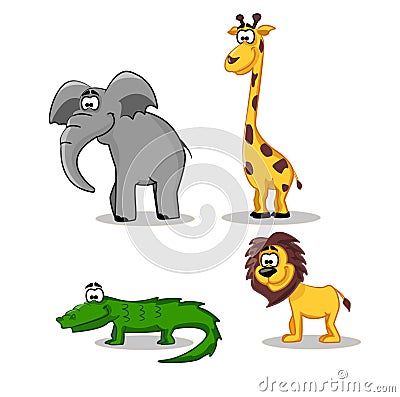 Funny Lion, Crocodile, Giraffe And Elephant Royalty Free Stock Photo ...