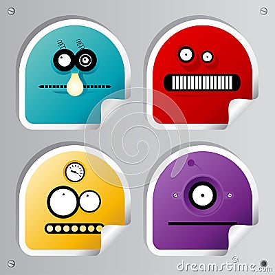 Funny Robots Stickers. Royalty Free Stock Photos - Image: 19680688