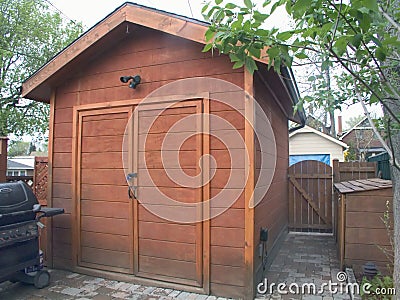 Garden tools shed Create lean-to storage with tongue-and-groove cedar 
