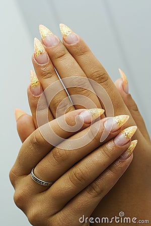 Royalty Free Stock Image: Gel nails with design.