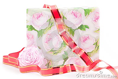 Gift Box With Roses Stock Photos