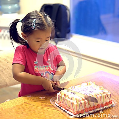 Birthday Cake Model. GIRL CUTTING BIRTHDAY CAKE
