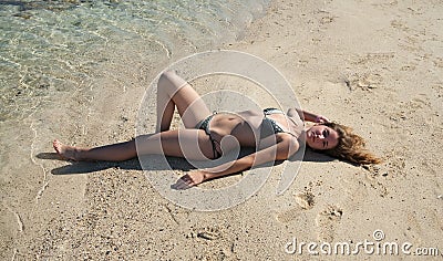Bikini on Home   Royalty Free Stock Photos  Girl In Bikini Sunbathing At Beach