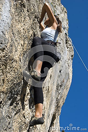 girl rock climbing