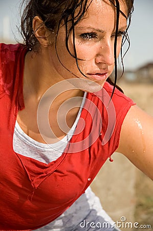Girl Sweating After Workout