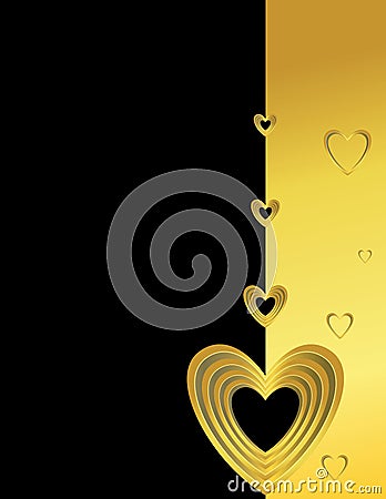 GOLD HEARTS ON A BLACK AND GOLD BACKGROUND (click image to zoom)