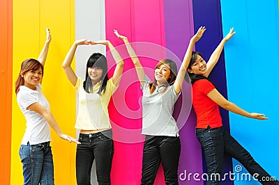 Chinese Girls on Stock Photography  Group Of Chinese Asian Girls Having Fun Together