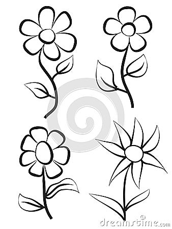 pictures of flowers to draw. Stock Image: Hand draw flowers