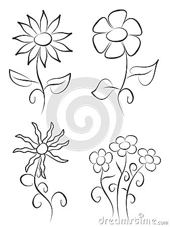 pictures of flowers to draw. Royalty Free Stock Images: Hand draw flowers