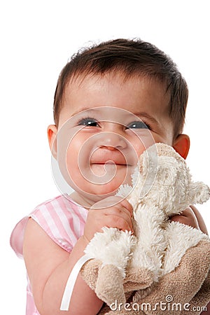 Happy baby with security blanket Stock Images - Image: 14944444