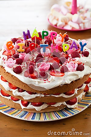 Birthday Cake Clipart on Delicious Cake With Candy Letters On Top That Read Happy Birthday