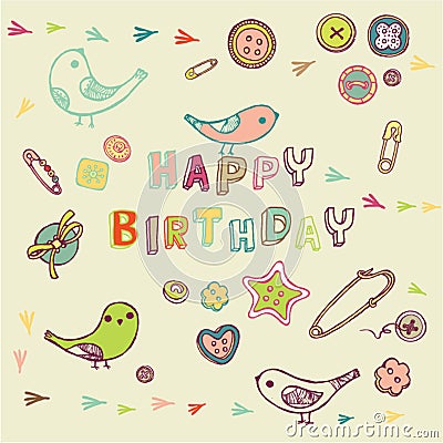 Vector Illustration: Happy Birthday card design. Image: