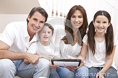  Tablet Computer on Royalty Free Stock Image  Happy Family Using Tablet Computer At Home