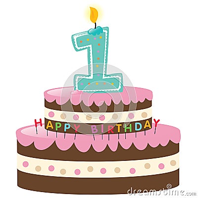  Birthday Cake on Vector Illustration  Happy First Birthday Cake  Image  9945709