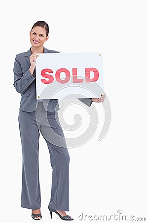 Real Estate Comps on Happy Real Estate Agent With Sold Sign Stock Photos   Image  23015083