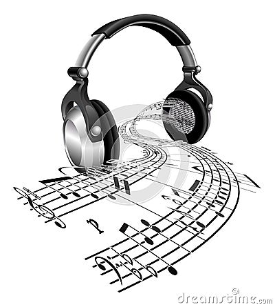 Headphones Vector Free on Headphones Sheet Music Notes Concept Royalty Free Stock Images   Image