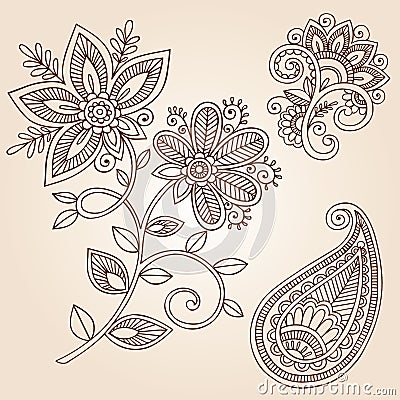 Flower on Henna Tattoo Flower Doodle Vector Design Elements Stock Images   Image