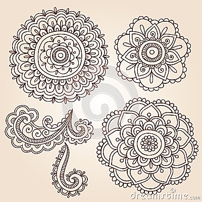 Flower Designs on Henna Mehndi Mandala Flower Doodles Abstract Floral Paisley Design