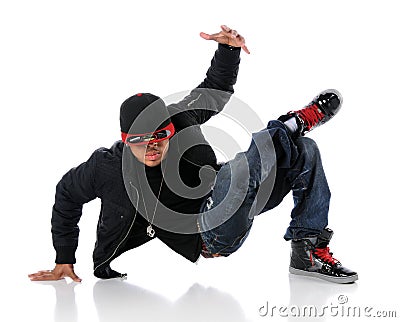 International Style Architecture on African American Hip Hop Dancer Performing Over White Background