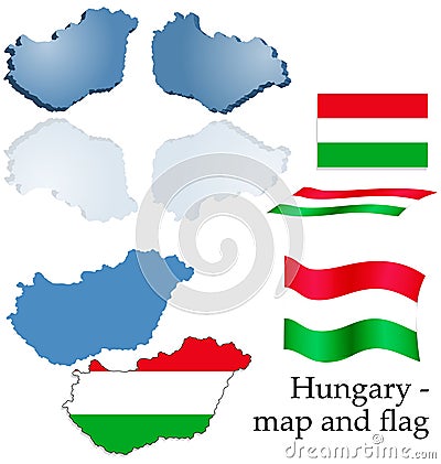 HUNGARY - MAP AND FLAG SET