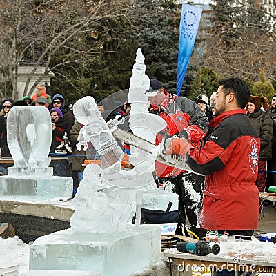 Editorial Image: Ice sculptors at work