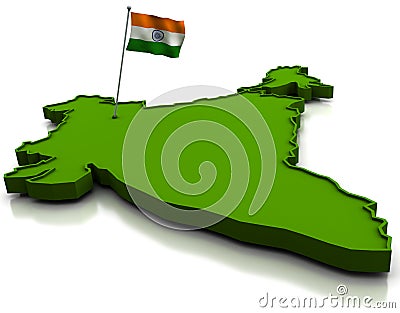 Vector India  Free Download on 3d Render Of The Map Of India And The Indian Flag