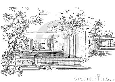 Landscape Architectural Design on Interior Architecture Construction Landscape Sketc Stock Photography