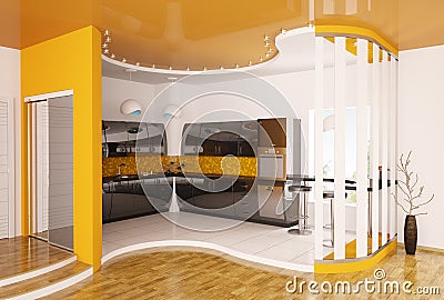 Kitchen Design Online on Stock Images  Interior Design Of Modern Kitchen 3d Render  Image