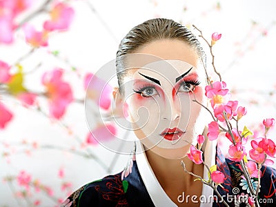 Geisha Makeup on Royalty Free Stock Images  Japan Geisha Woman With Creative Make Up