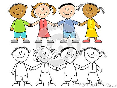 Friends Holding Hands Cartoon. KIDS HOLDING HANDS GROUP