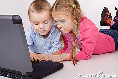 Free  Computer Games on Home   Royalty Free Stock Photo  Kids Playing Computer Games