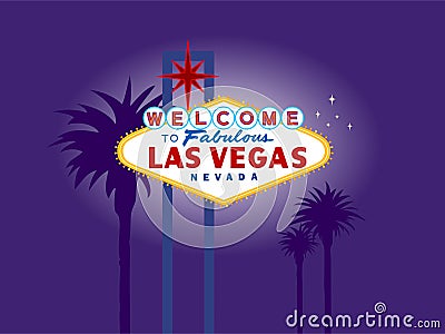 welcome to fabulous las vegas sign at night. LAS VEGAS WELCOME SIGN AT