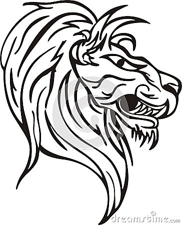 Simple lion head design. Vinyl-ready EPS Illustration, black and white 