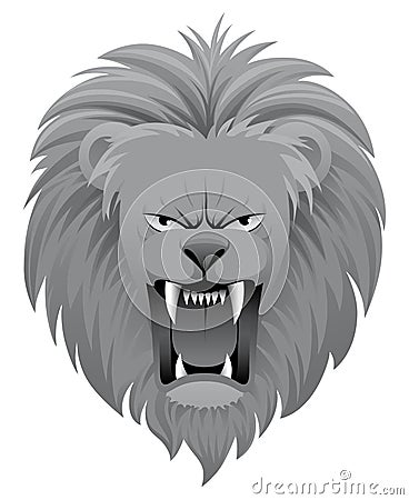 Vector illustration Isolated lion roar. Keywords: animal black closeup front 