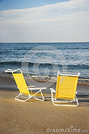 Lounge Chairs on Lounge Chairs On Beach  Royalty Free Stock Images   Image  2038189