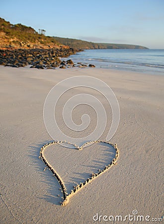 LOVE HEART ON BEACH Love heart drawn