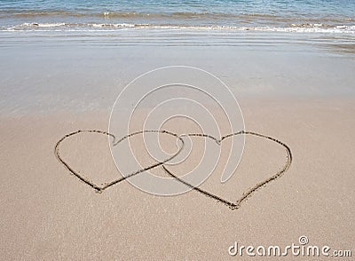 Hearts Love Pictures on Love Heart Symbols In Sand On Tropical Beach Stock Photo   Image