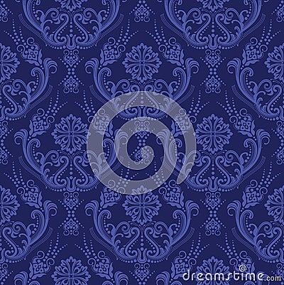 Blue Wallpaper on Luxury Blue Seamless Floral Damask Wallpaper  This Image Is A Vector