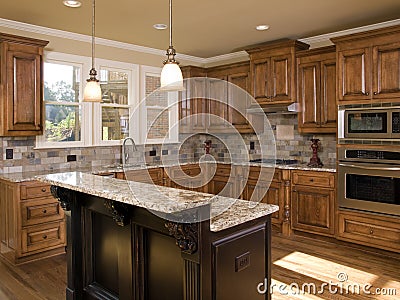 Kitchens  Islands Pictures on Free Stock Image  Luxury Kitchen Two Tier Island  Image  6769266