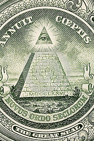 1 dollar bill pyramid. Macro image of one dollar bill