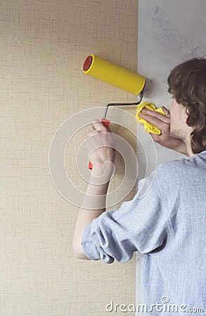 Textured Wallpaper on Man Hanging Textured Wallpaper Stock Image   Image  4257781