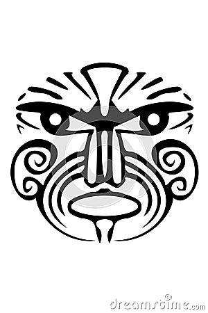A tribal black Maori face tattoo. Keywords: