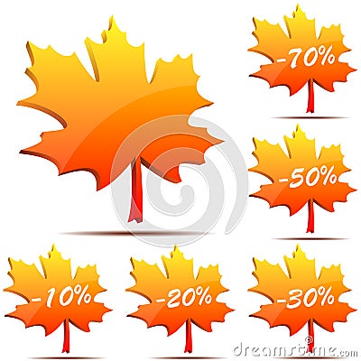 Cheap Stickers on Maple Leaf Discount Labels Stock Photography   Image  11001802