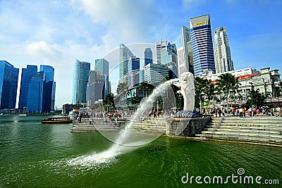 Merlion Singapore Picture on Editorial Photo  Merlion And Singapore Skyline  Image  26923009
