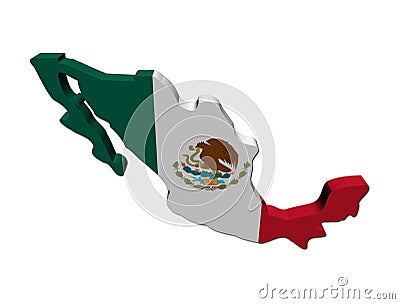 mexico map flag. Mexico map flag 3d render on