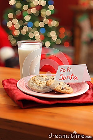 Stock Photos: Milk and cookies for Santa. Image: 11259883