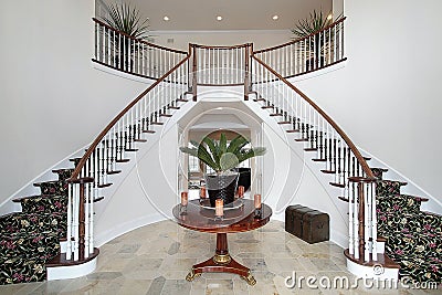 Contemporary Foyer Furniture on Modern Foyer With Double Staircase  Click Image To Zoom