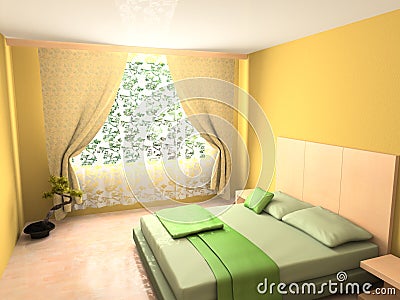 Royalty Free Illustration: Modern interior of bedroom. 