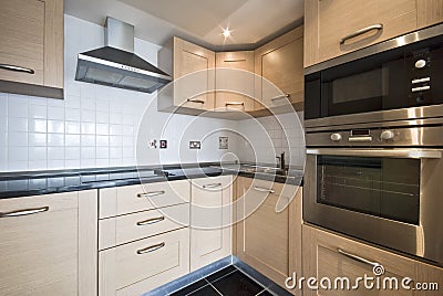 Kitchen Ideas  Black Appliances on Royalty Free Stock Photo  Modern Wooden Kitchen With Silver Appliances