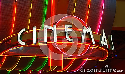 Movies  Theaters on Movie Theater Sign Stock Photo   Image  3732590